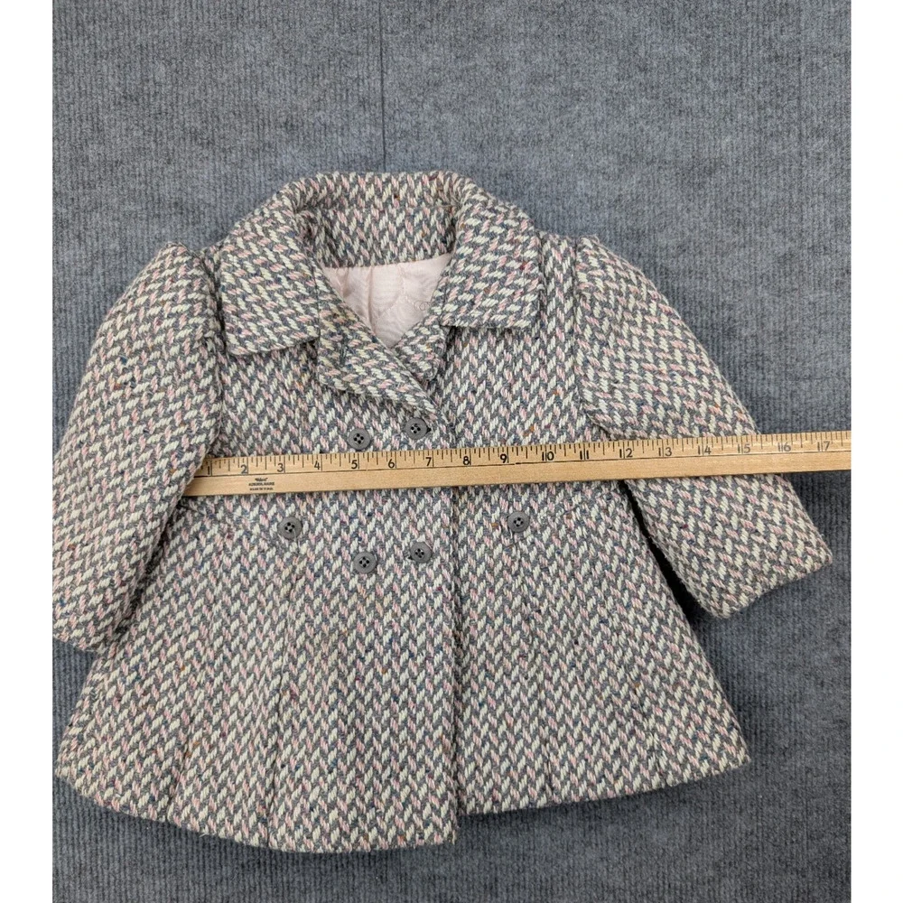 Vintage Freeway Fashions Pea Coat Set Kid Girls 2T Herringbone Bonnet Hat Retro